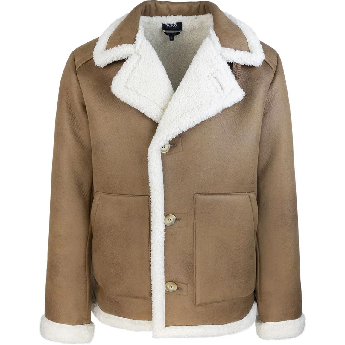 A.P.C. Brown Long-Sleeve Jacket with Plush Collar PSAJOH02971-AAD