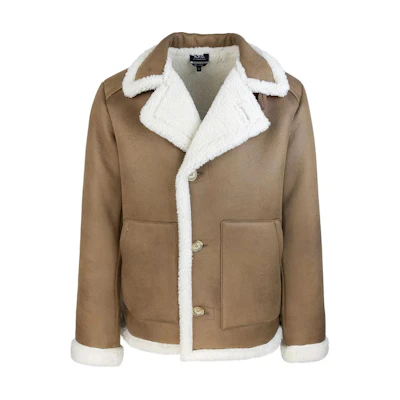 A.P.C. Brown Long-Sleeve Jacket with Plush Collar PSAJOH02971-AAD