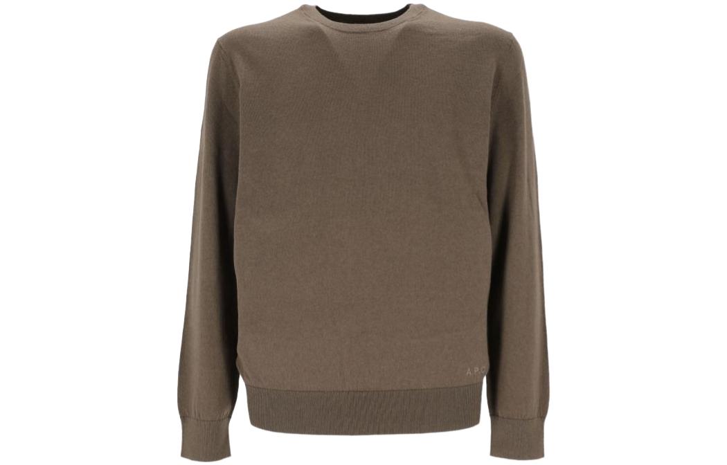 A.P.C. Brown Solid Color Crewneck Casual Long Sleeve Sweatshirt COGCNH23184-JAA
