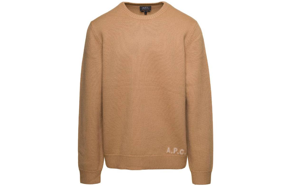 A.P.C. Brown Solid Color Pullover Sweatshirt WVBAZH23059-CAMELECRU