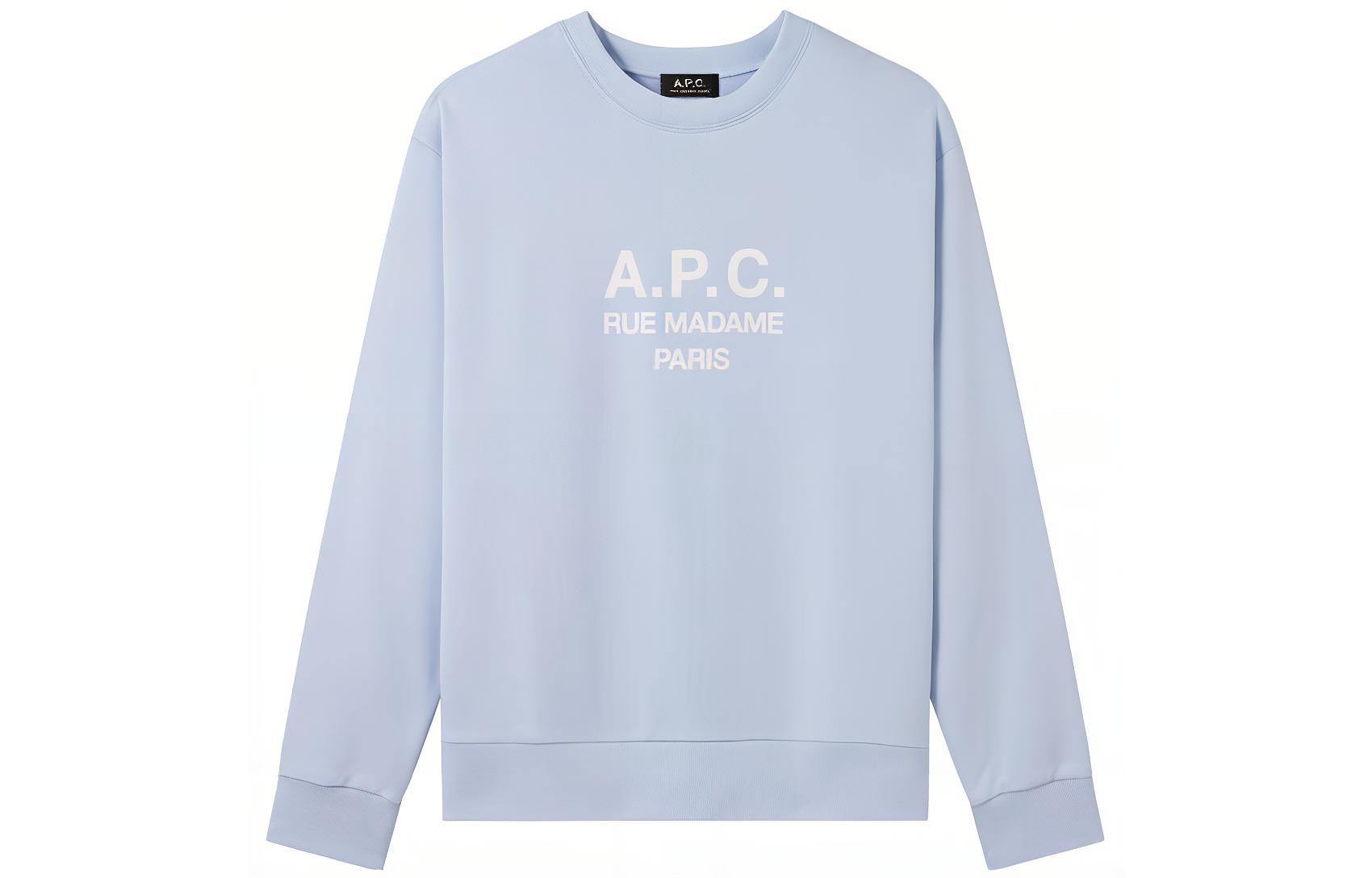 A.P.C. Capsule Collection Logo Crewneck Oversized Sweatshirt Unisex Light Blue COEIPM27722-IAB