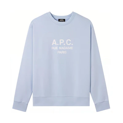 A.P.C. Capsule Collection Logo Crewneck Oversized Sweatshirt Unisex Light Blue COEIPM27722-IAB