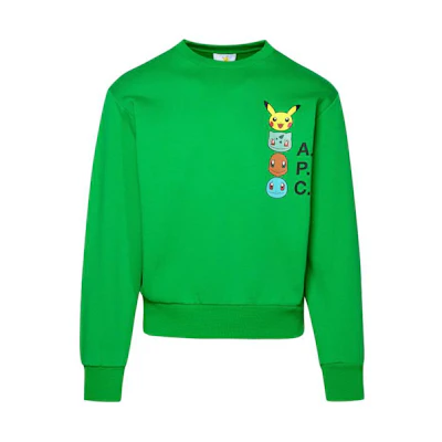 A.P.C. Cartoon Print Crewneck Long Sleeve Sweatshirt Unisex Green COGVFF27861-KAA