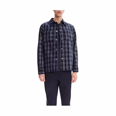 A.P.C. Checkered Corduroy Long-Sleeve Jacket Deep Sea Blue COESZ-H02707-IAK