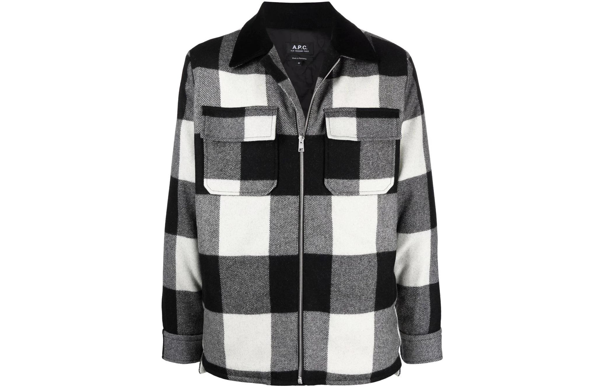 A.P.C. Checkered Zip Shirt Jacket Black WOAMV-H02701-LZA-FAUXNOIR