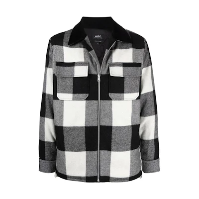 A.P.C. Checkered Zip Shirt Jacket Black WOAMV-H02701-LZA-FAUXNOIR