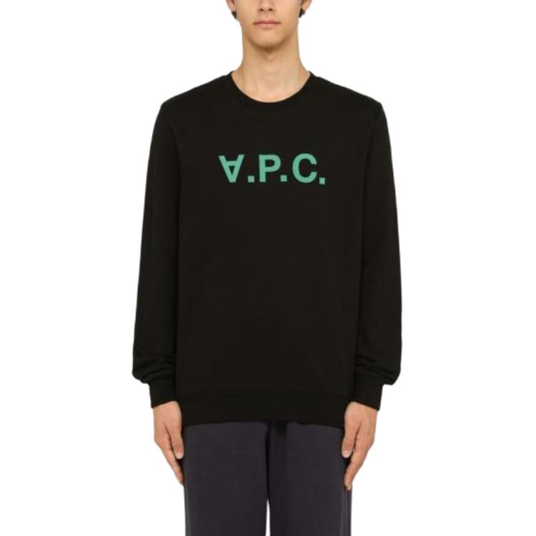 A.P.C. Crewneck Letter Long Sleeve Sweatshirt Black H27378COFAX-TZH