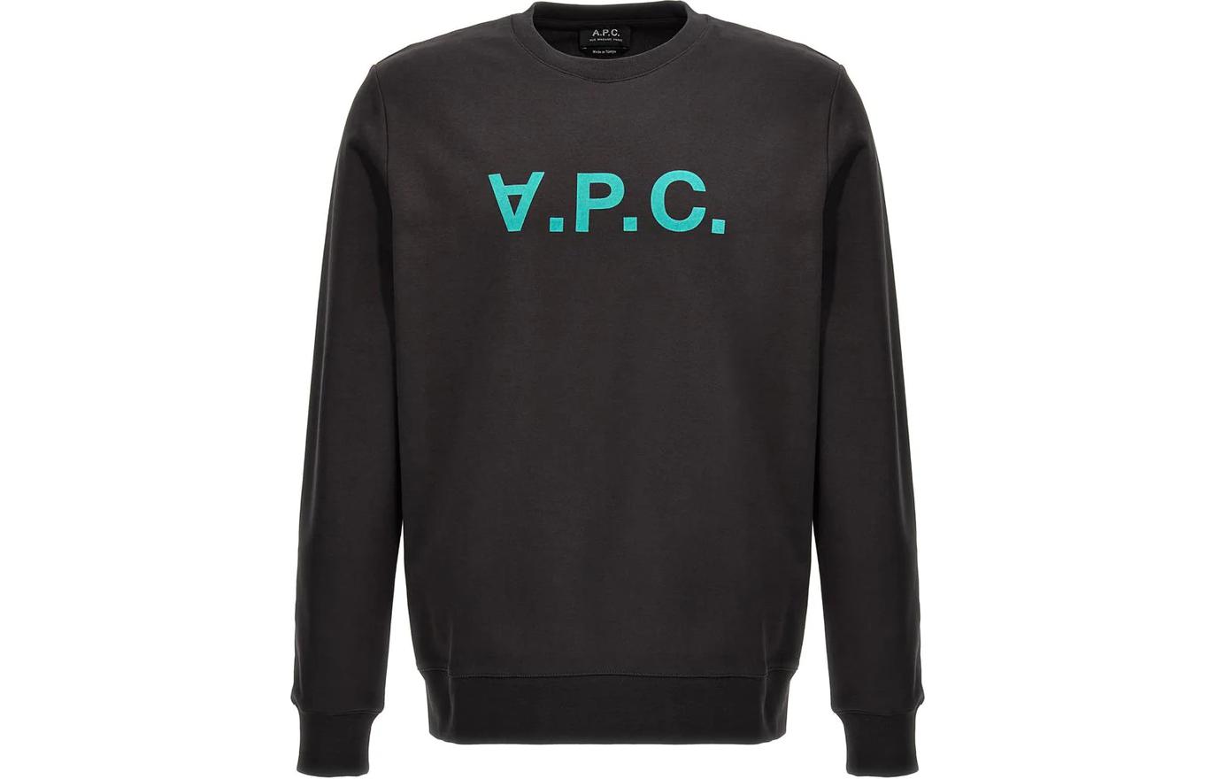 A.P.C. Crewneck Logo Print Long Sleeve Sweatshirt Black COFAXH27378-LAD