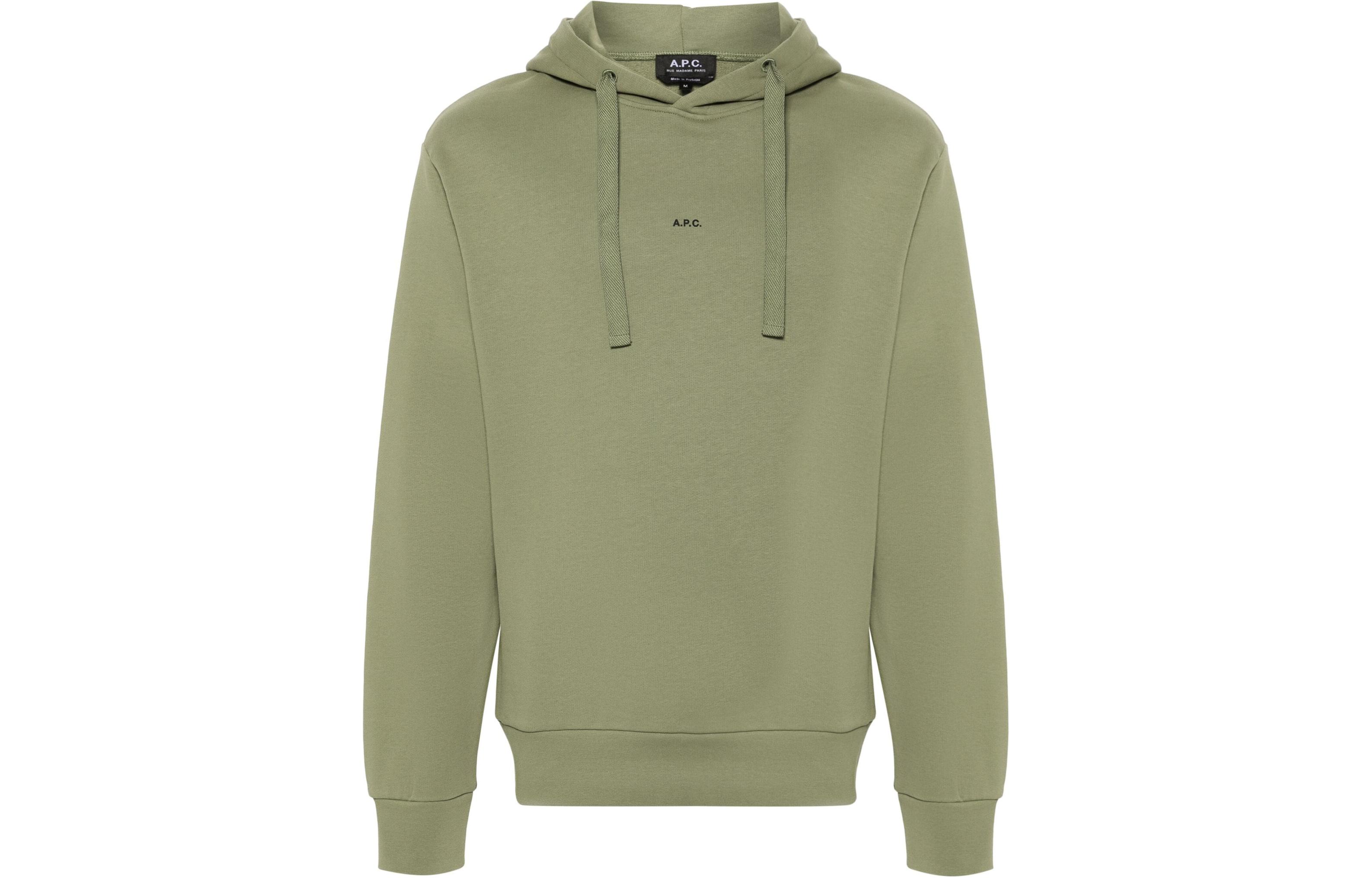 A.P.C. Drawstring Hoodie Long Sleeve Ribbed Sweatshirt Khaki COEIPH27622-JAA