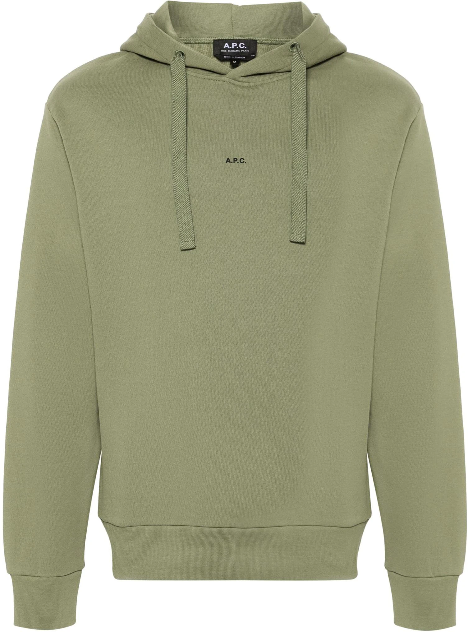 a-p-c-drawstring-hoodie-long-sleeve-ribbed-sweatshirt-khaki-coeiph-27622-jaa
