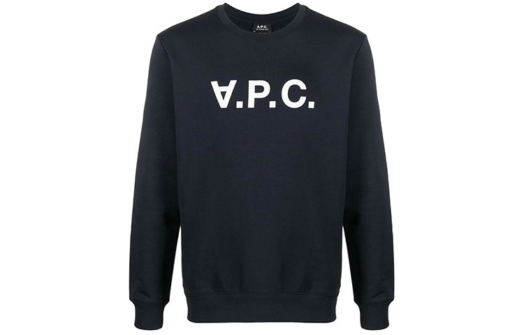A.P.C. FW21 Logo Crewneck Pullover Sweatshirt Blue COECQH27378-IAK