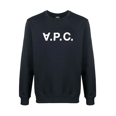 A.P.C. FW21 Logo Crewneck Pullover Sweatshirt Blue COECQH27378-IAK
