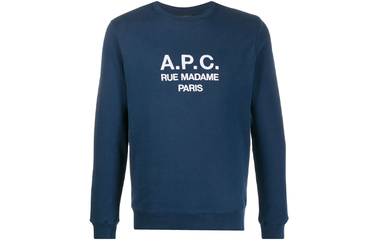 A.P.C. FW21 Logo Embroidered Pullover Sweatshirt Blue Mens COEBHH27500-IAJ