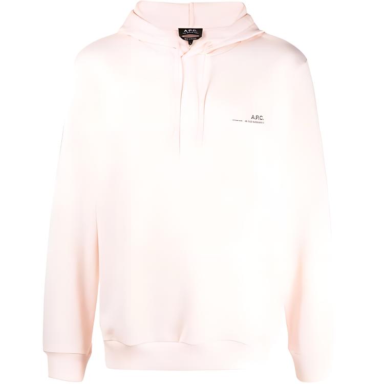 A.P.C. FW21 Logo Print Drawstring Hoodie Unisex Light Pink COEASH27672-FAB