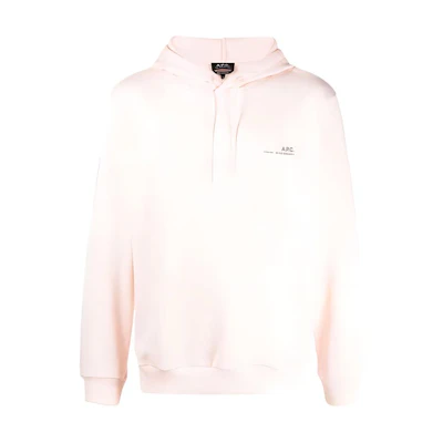 A.P.C. FW21 Logo Print Drawstring Hoodie Unisex Light Pink COEASH27672-FAB