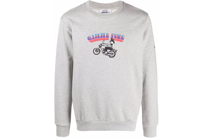 A.P.C. FW21 Logo Print Long Sleeve Sweatshirt Grey M27667COEBH-PLA