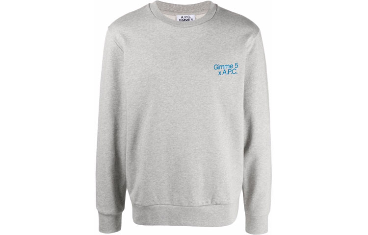 A.P.C. FW21 Logo Printed Crewneck Long Sleeve Sweatshirt Men’s Grey M27668COEBH-PLA