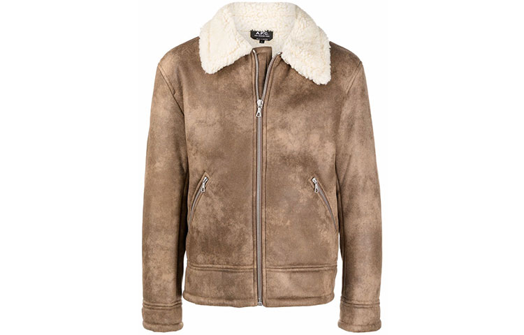 A.P.C. FW21 Logo Solid Color Collared Jacket Brown PSAEMH02633CAG