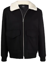 A.P.C. FW21 Solid Contrast Collar Zip Jacket Black H02689WOALD-LZZ A.P.C. FW21 Solid Contrast Collar Zip Jacket Black H02689WOALD-LZZ