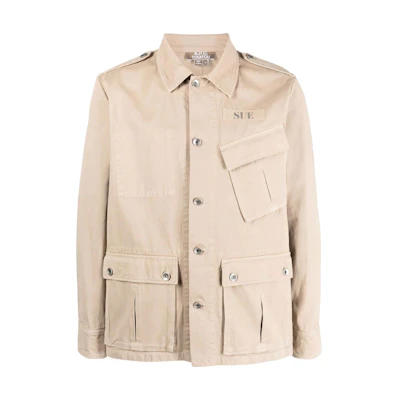 A.P.C. FW22 Beige Solid Multi-Pocket Button-Up Straight Long Sleeve Jacket Unisex M02777COFCI-BAA
