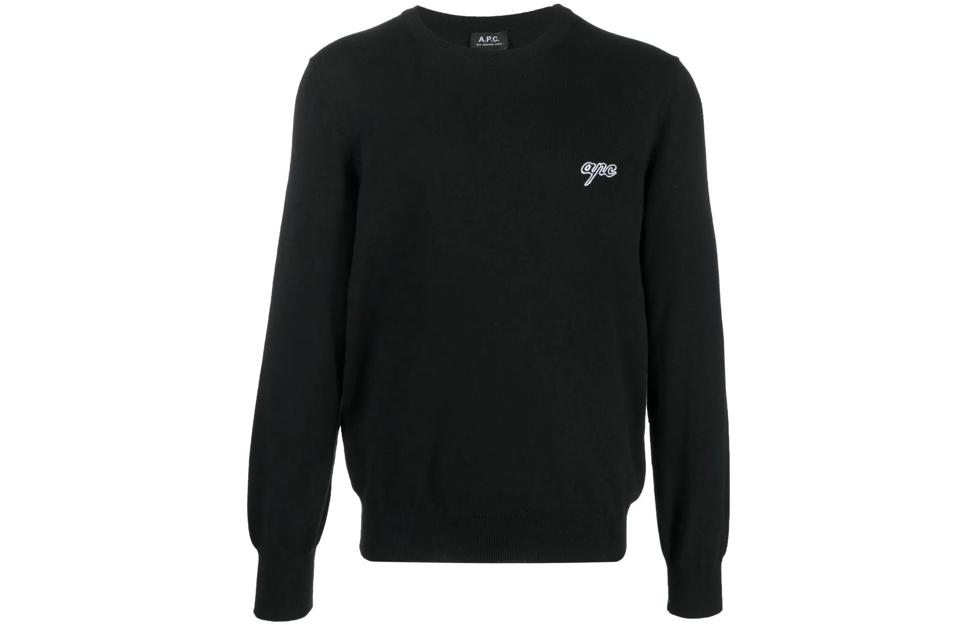 A.P.C. FW22 Black Crewneck Sweatshirt with Logo Embroidery COEDFH23020LZZ