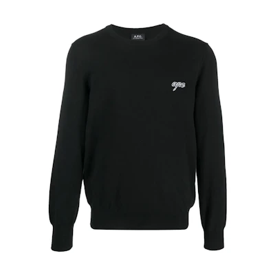 A.P.C. FW22 Black Crewneck Sweatshirt with Logo Embroidery COEDFH23020LZZ