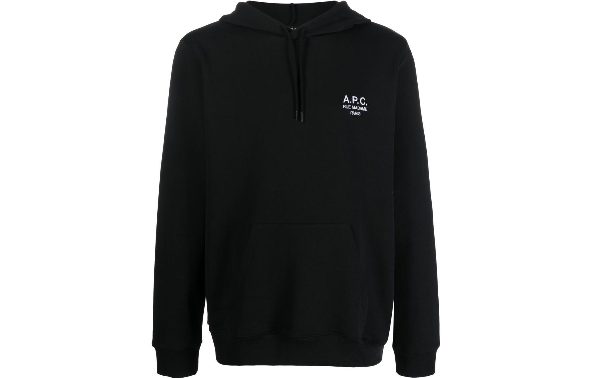 A.P.C. FW22 Black Hoodie with Solid Logo Print for Men COEZDH27733LZZ