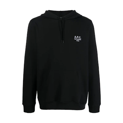 A.P.C. FW22 Black Hoodie with Solid Logo Print for Men COEZDH27733LZZ