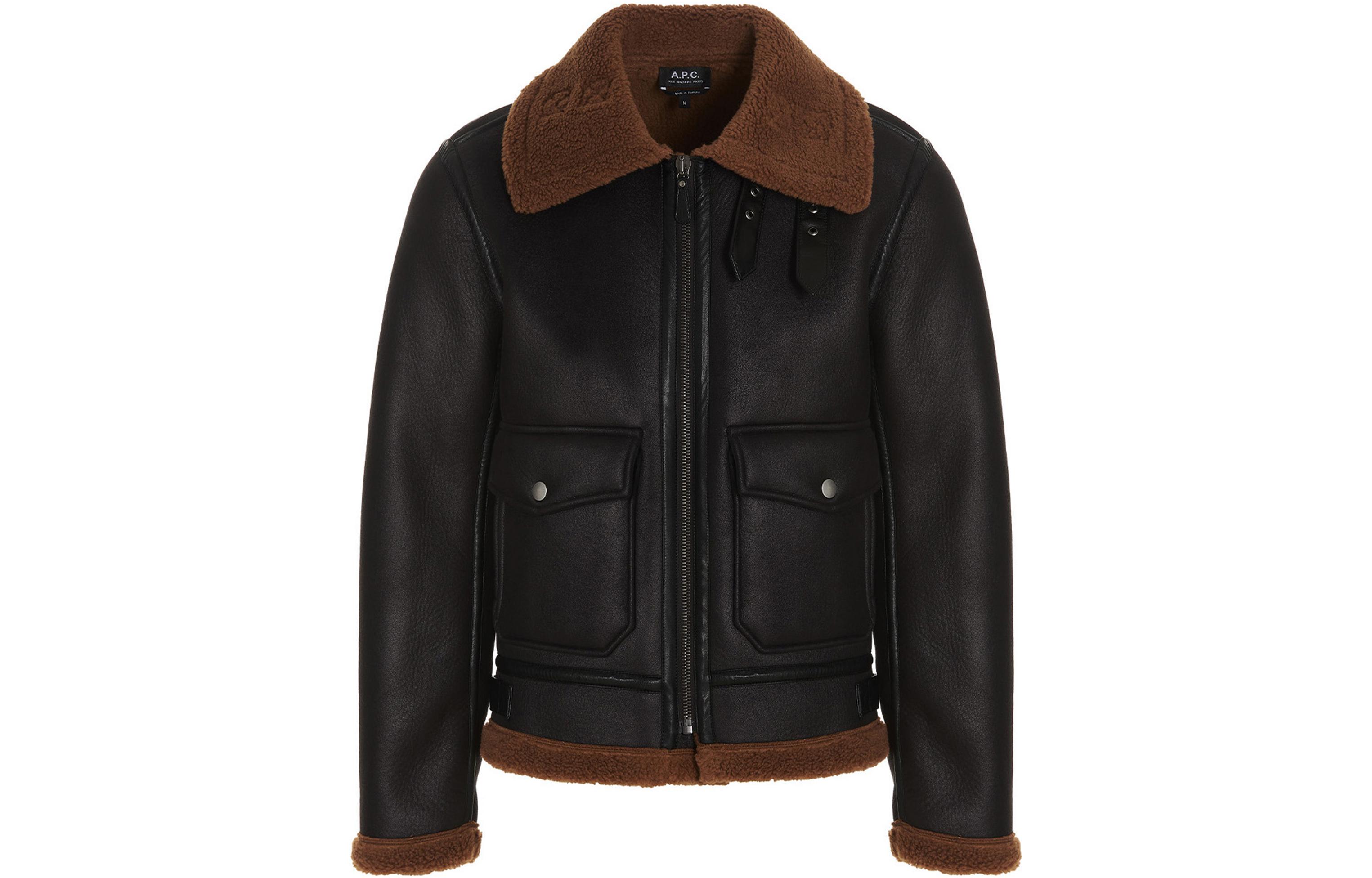 A.P.C. FW22 Colorblock Flap Collar Zip Jacket Men’s Black PSAGZH02765LZZ