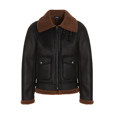 A.P.C. FW22 Colorblock Flap Collar Zip Jacket Men’s Black PSAGZH02765LZZ