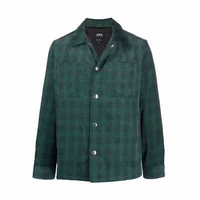 A.P.C. FW22 Green Plaid Single-Breasted Straight-Cut Jacket Men’s COESZH02707KAF