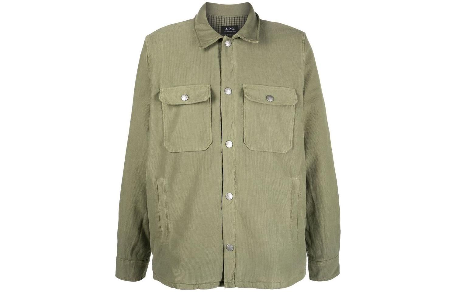 A.P.C. FW22 Green Single-Breasted Pocket Jacket for Men COETBH02625JAB