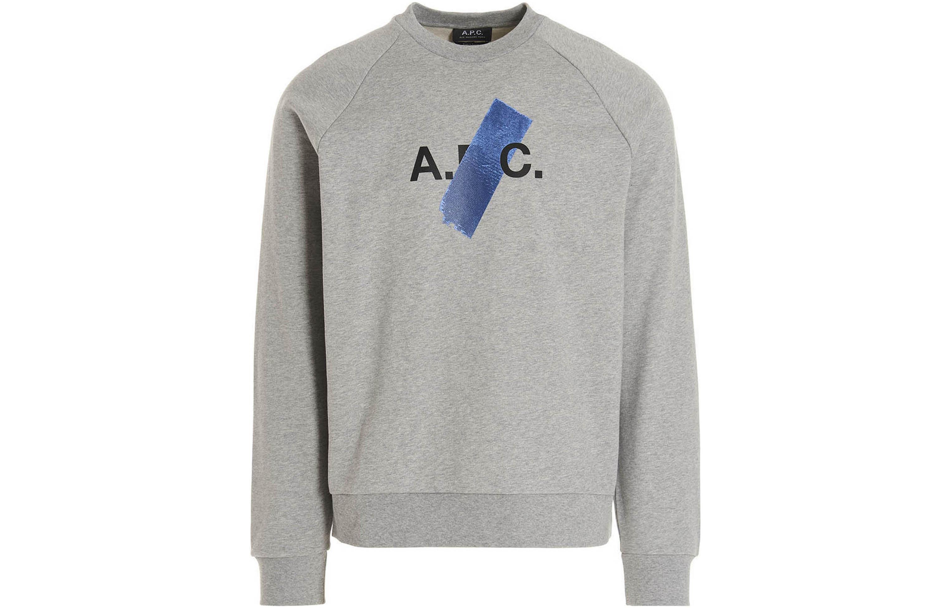 A.P.C. FW22 Grey Letter Print Crewneck Pullover Sweatshirt COFAXH27738PLA