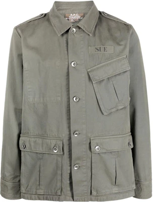 A.P.C. FW22 卡其色多口袋直筒纽扣长袖夹克 男女同款 M02777COFCIJAA Buy A.P.C. FW22 卡其色多口袋直筒纽扣长袖夹克 男女同款 M02777COFCIJAA