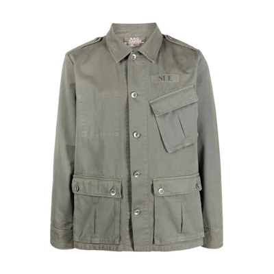 A.P.C. FW22 Khaki Multi-Pocket Button-Up Straight Long Sleeve Jacket Unisex M02777COFCIJAA