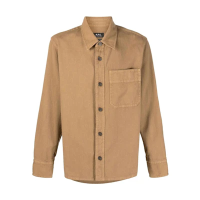 A.P.C. FW22 Khaki Solid Pocket Button-Up Shirt Jacket COEXJH02709CAA