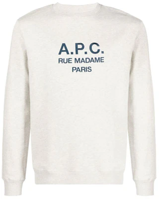 A.P.C. FW22 Logo Print Crewneck Sweatshirt Pria Warna Beige Muda COEZDH27500PAA Buy A.P.C. FW22 Logo Print Crewneck Sweatshirt Pria Warna Beige Muda COEZDH27500PAA