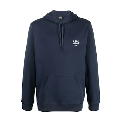 A.P.C. FW22 Logo Print Pullover Hoodie Sea Blue H27733COEZDIAJ