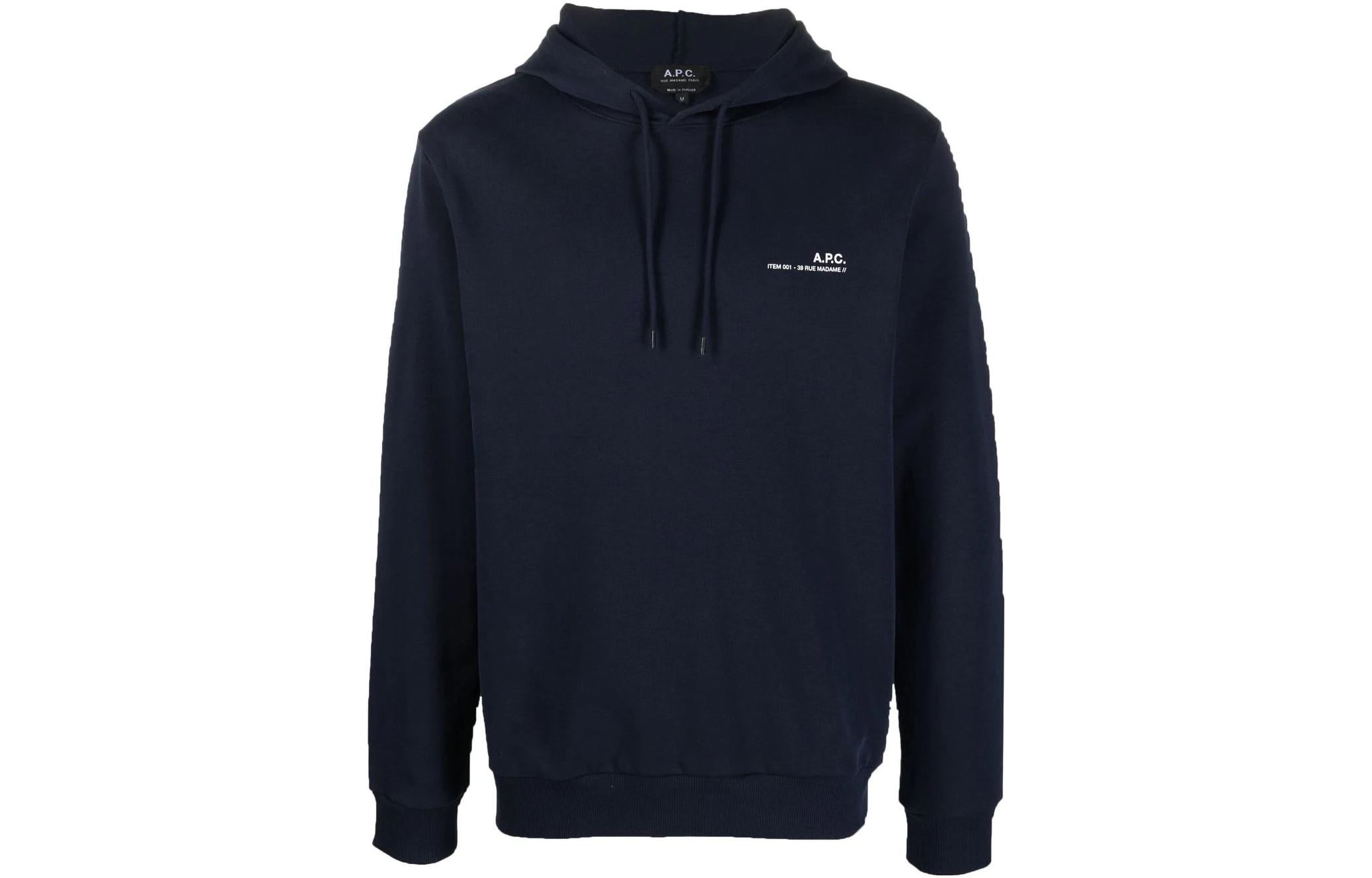 A.P.C. FW22 Logo Pullover Hoodie Blue - Long Sleeve Casual Streetwear COFBQH27672IAK