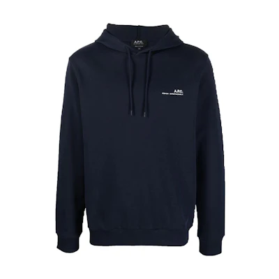A.P.C. FW22 Logo Pullover Hoodie Blue - Long Sleeve Casual Streetwear COFBQH27672IAK