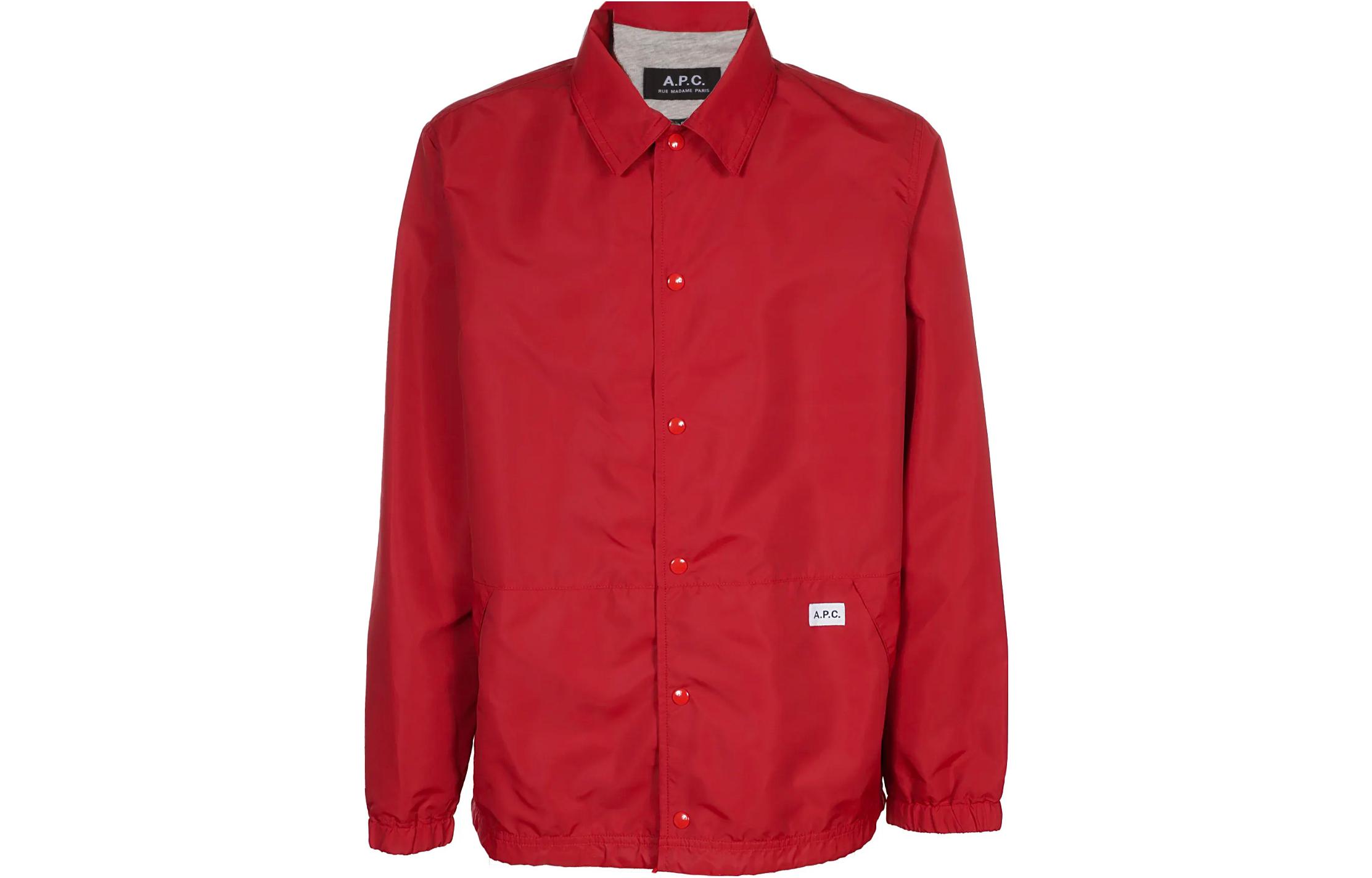 A.P.C. FW22 Solid Color Button-Up Jacket in Red PAAFAH02739GAA