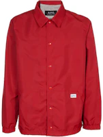 A.P.C. FW22 Solid Color Button-Up Jacket in Red PAAFAH02739GAA A.P.C. FW22 Solid Color Button-Up Jacket in Red PAAFAH02739GAA