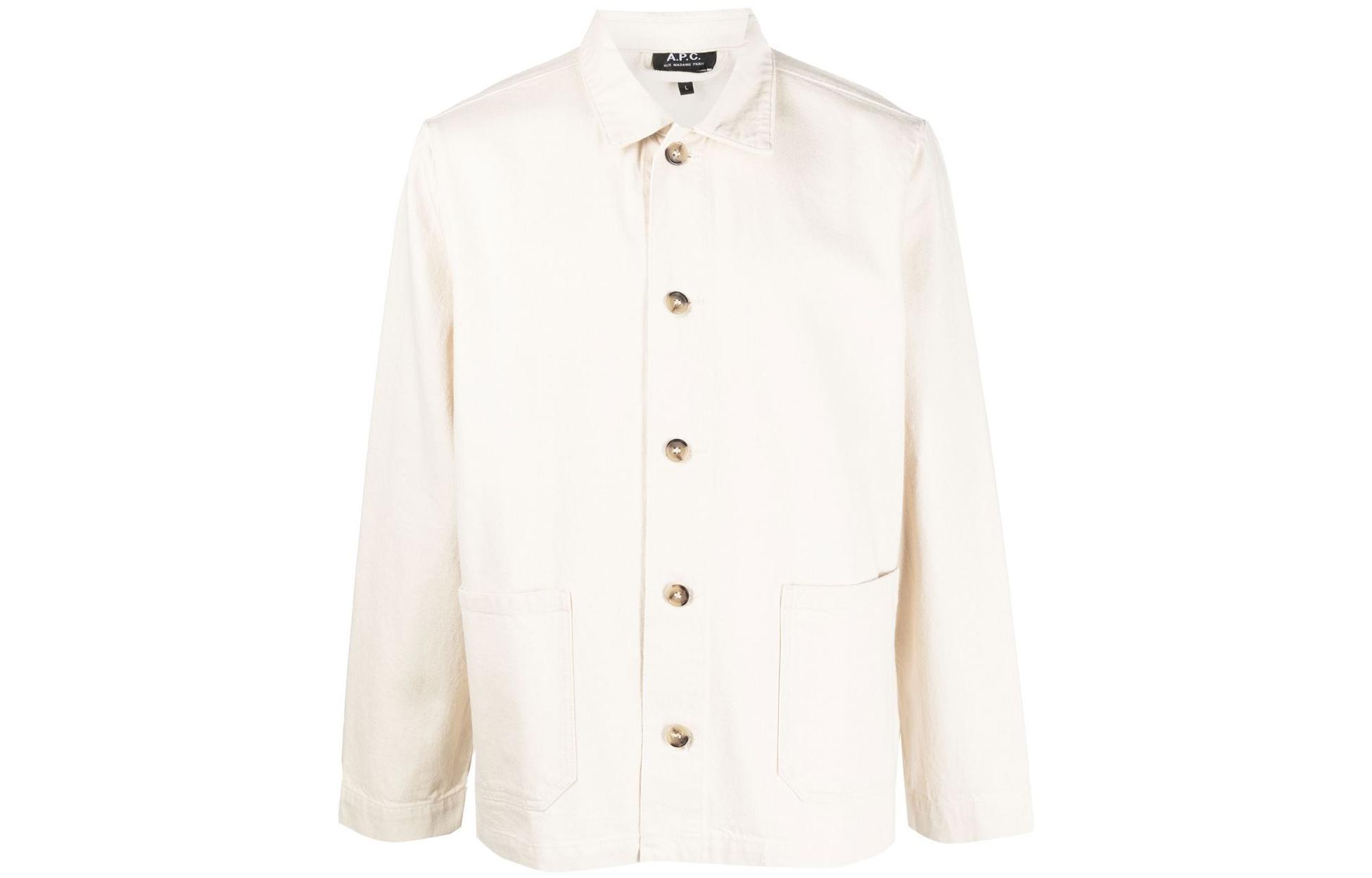 A.P.C. FW22 Solid Color Button-Up Jacket Mens Off-White COFBBH03053-AAD