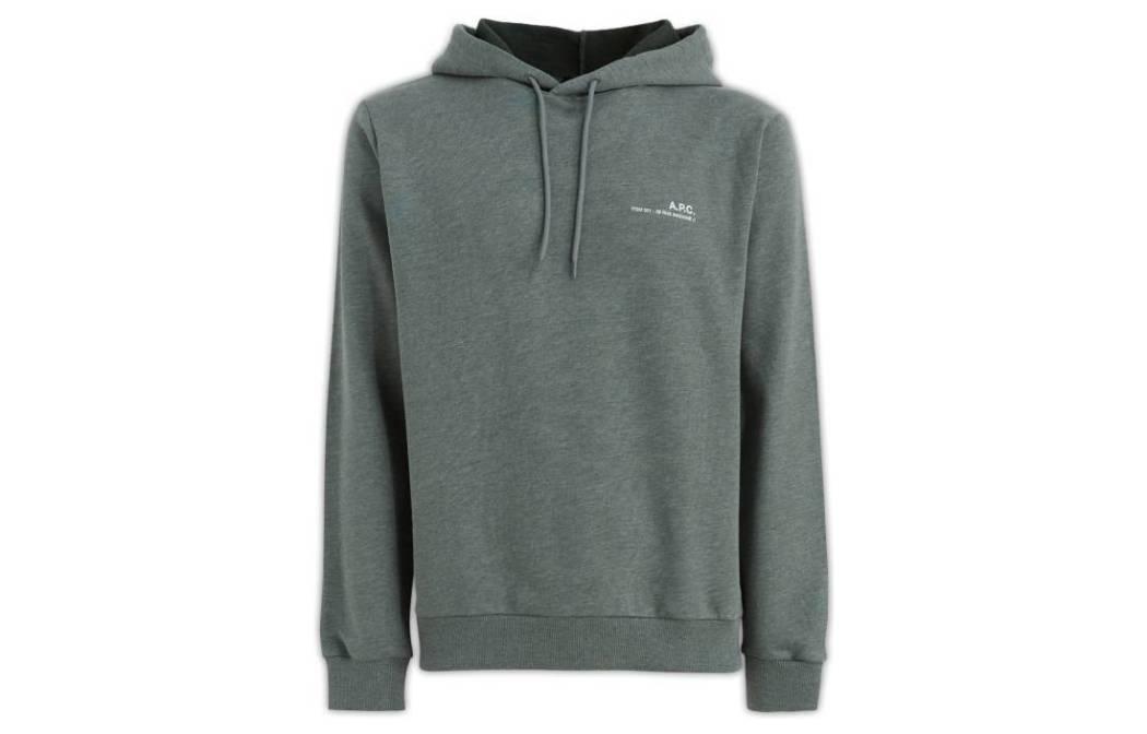 A.P.C. FW22 Solid Color Drawstring Hoodie Khaki Green Mens COEVTH27672-PKB