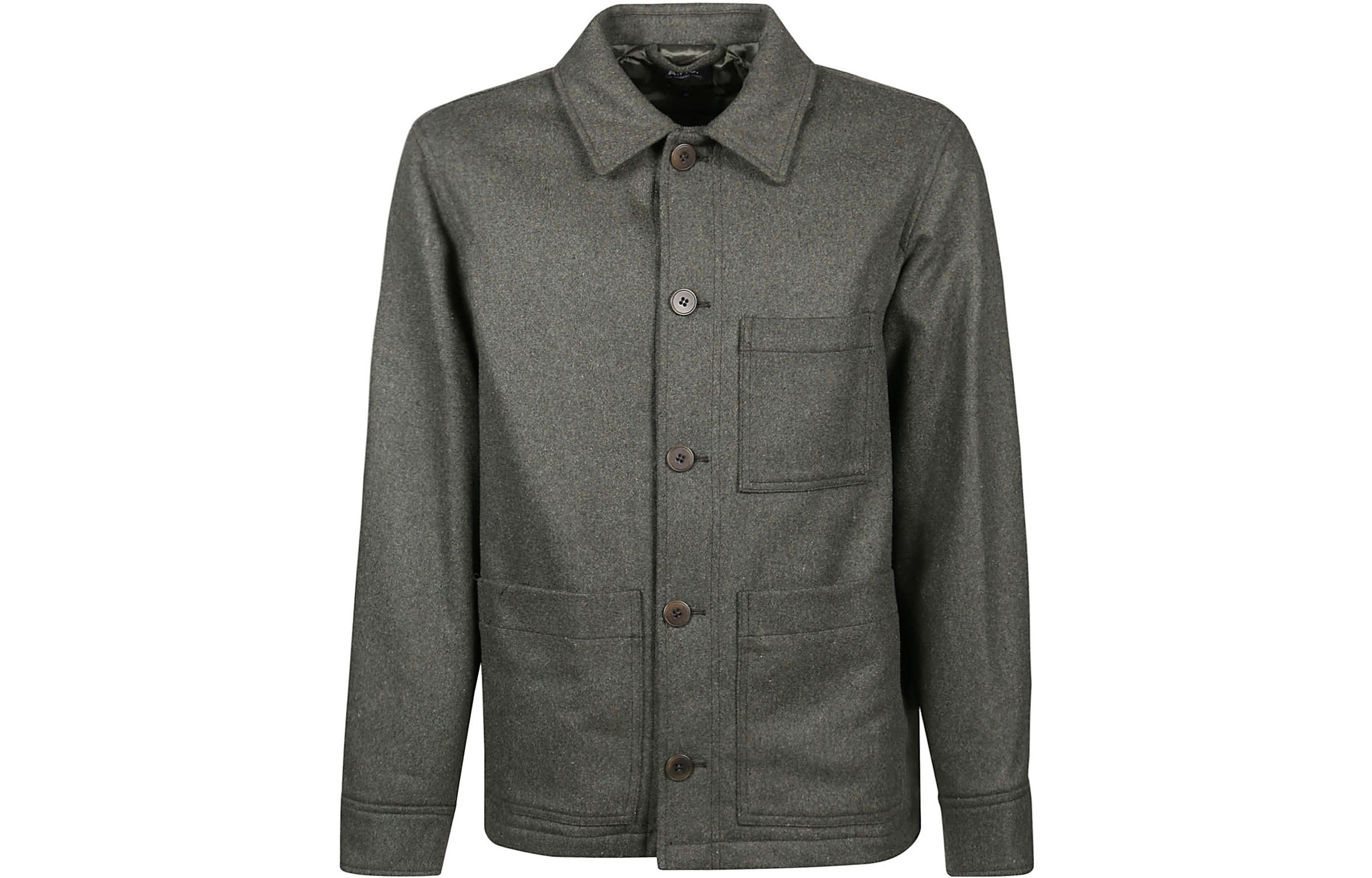 A.P.C. FW22 Solid Color Multi-Pocket Long-Sleeve Jacket Men Dark Green WOANWH02713PKB