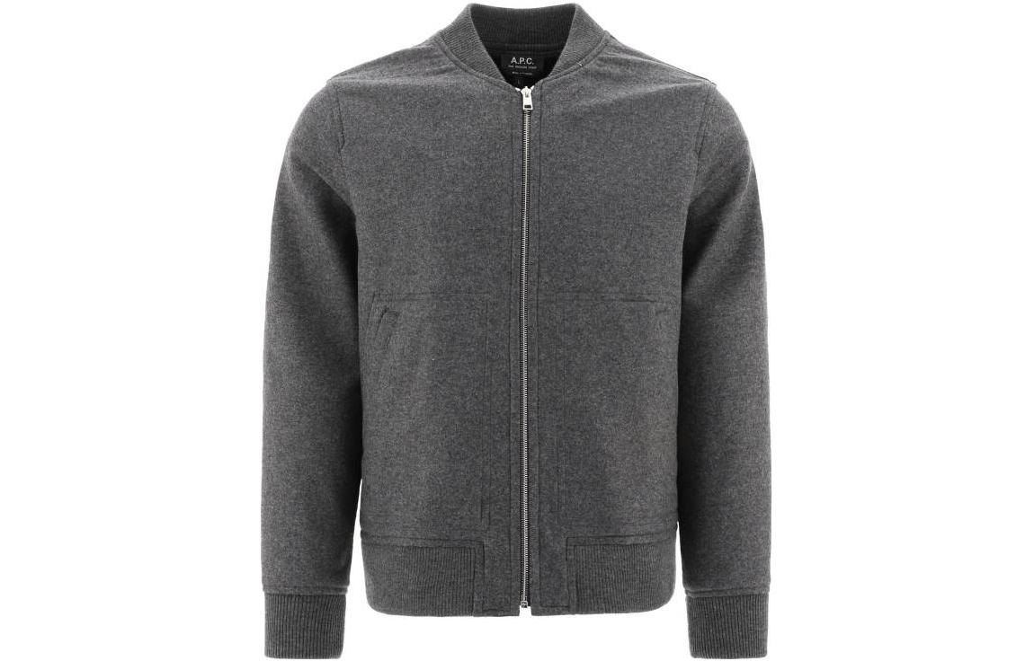 A.P.C. FW22 Solid Color Zip Baseball Jacket Gray WVAXFH02753-PLA