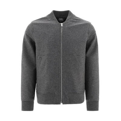 A.P.C. FW22 Solid Color Zip Baseball Jacket Gray WVAXFH02753-PLA