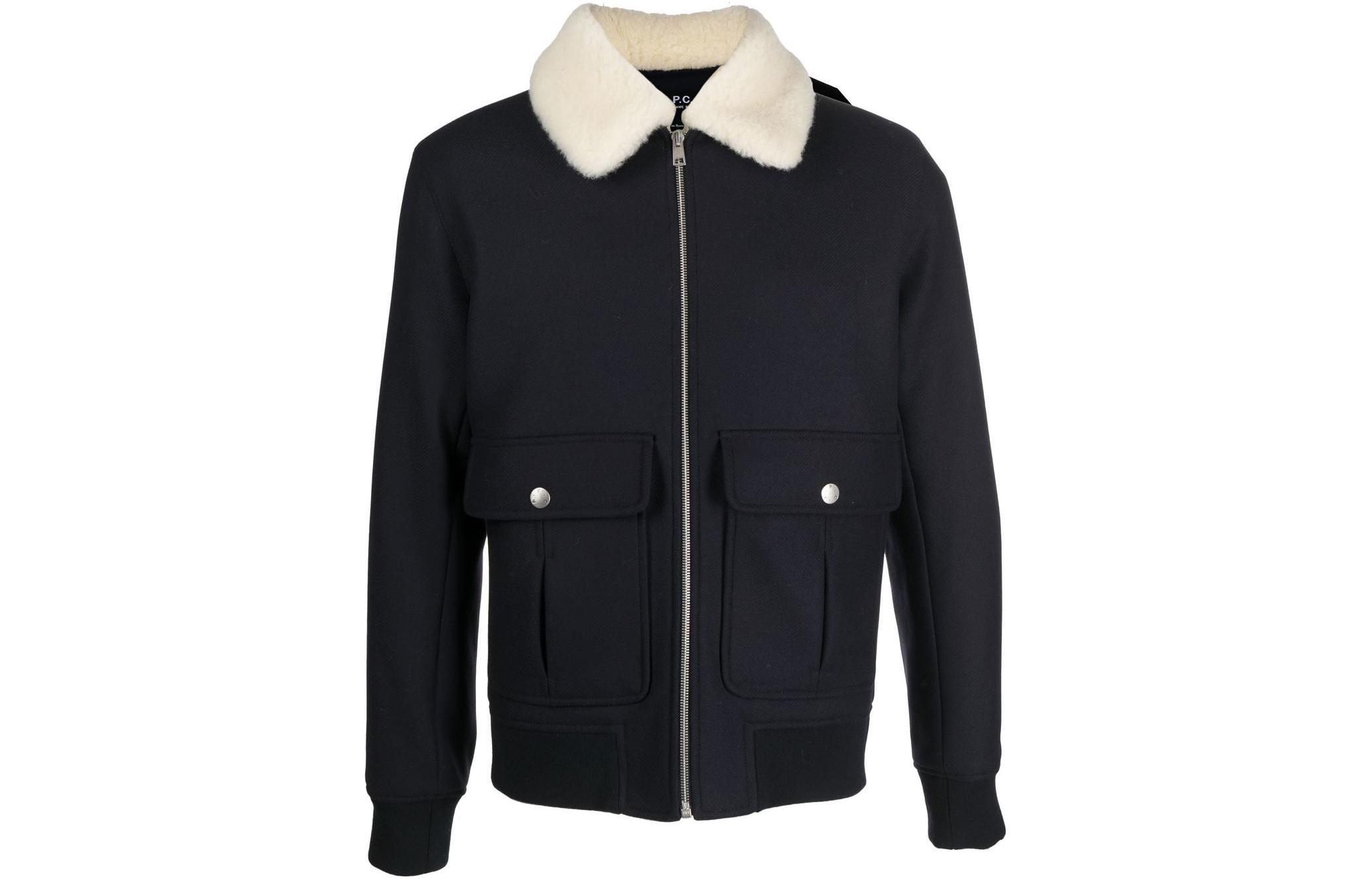 A.P.C. FW22 Solid Color Zip Jacket Navy Blue Outerwear WOAONH02761IAK