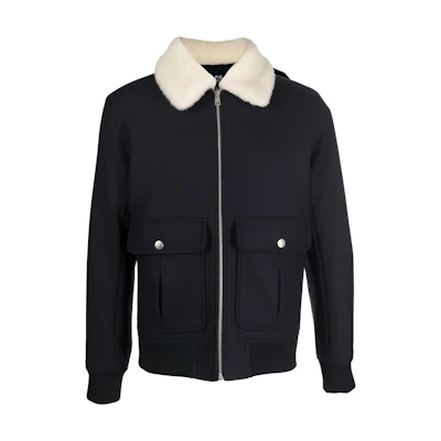 A.P.C. FW22 Solid Color Zip Jacket Navy Blue Outerwear WOAONH02761IAK
