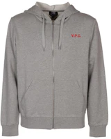A.P.C. FW22 Solid Logo Print Zip-Up Hoodie Grey () COECQH27748PLA A.P.C. FW22 Solid Logo Print Zip-Up Hoodie Grey () COECQH27748PLA